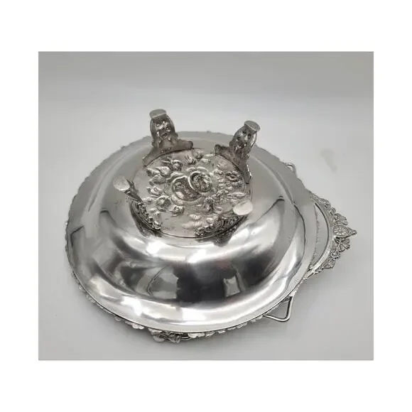 Antique Aurora Silver Plate Repousse 4-Foot Brides Basket Centerpiece 1869-1919 - Picture 8 of 10